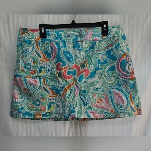 New York & Company Skort - Paisley Colorful Burton Tab Front Y2K - Size 16